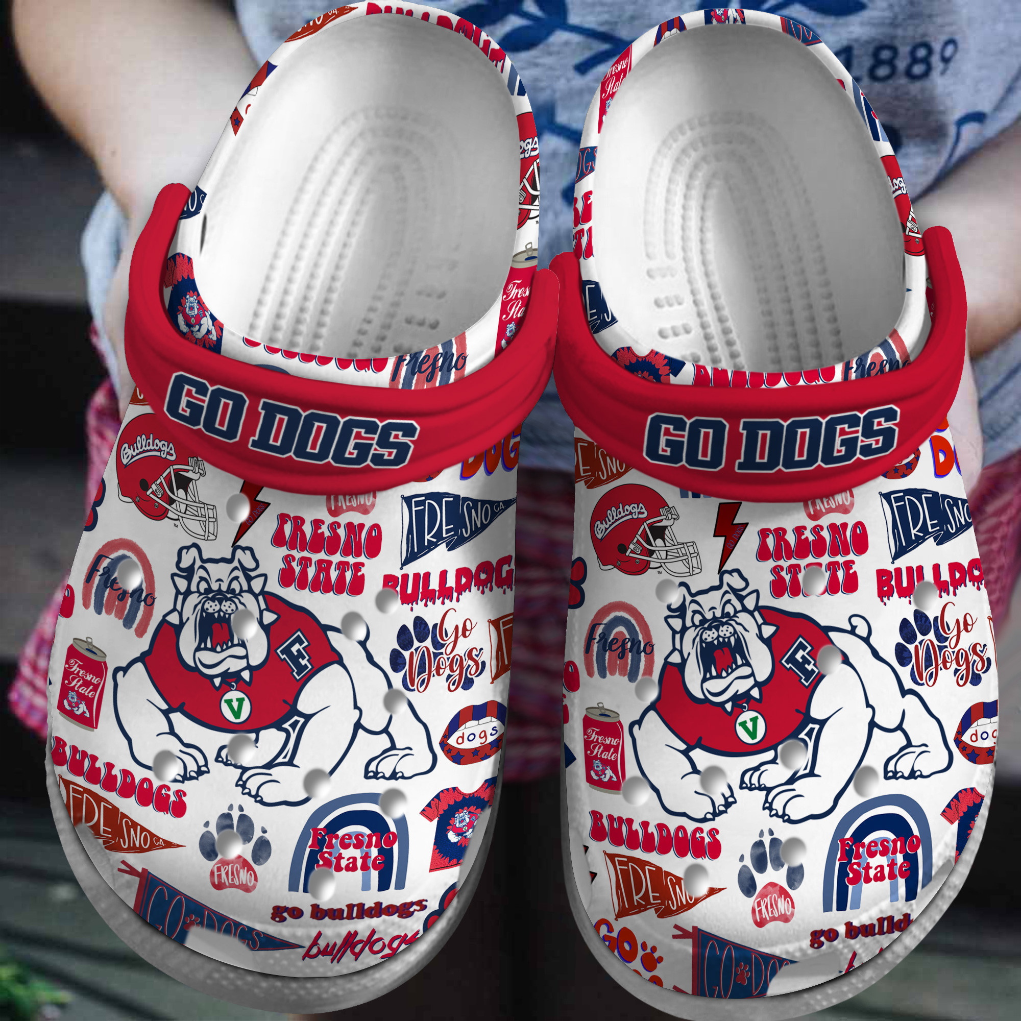 Fresno State Bulldogs NCAA Sport Crocs Crocband Clogs Shoes Comfortable For Men Women and Kids