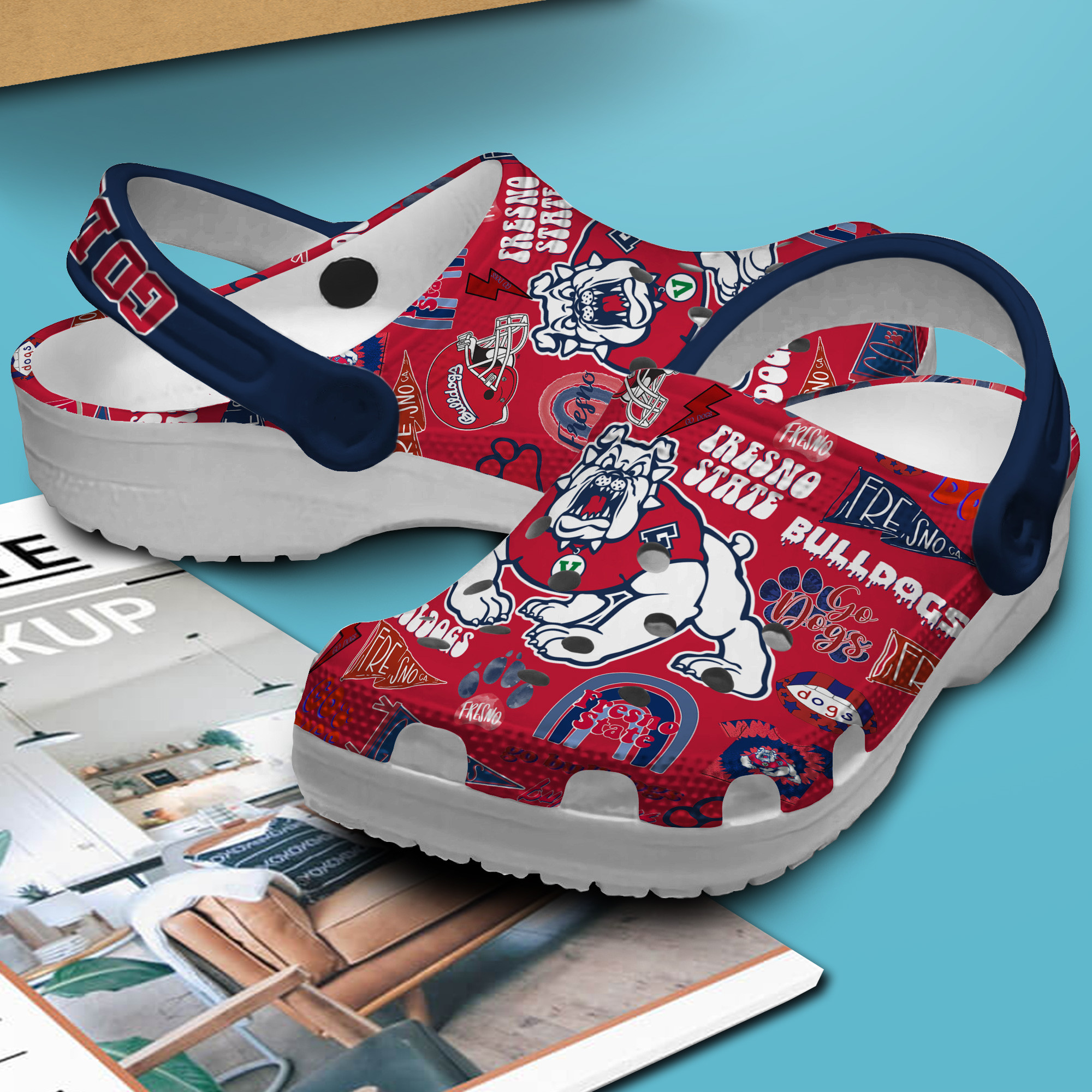 Fresno State Bulldogs NCAA Sport Crocs Crocband Clogs Shoes Comfortable For Men Women and Kids - Image 3