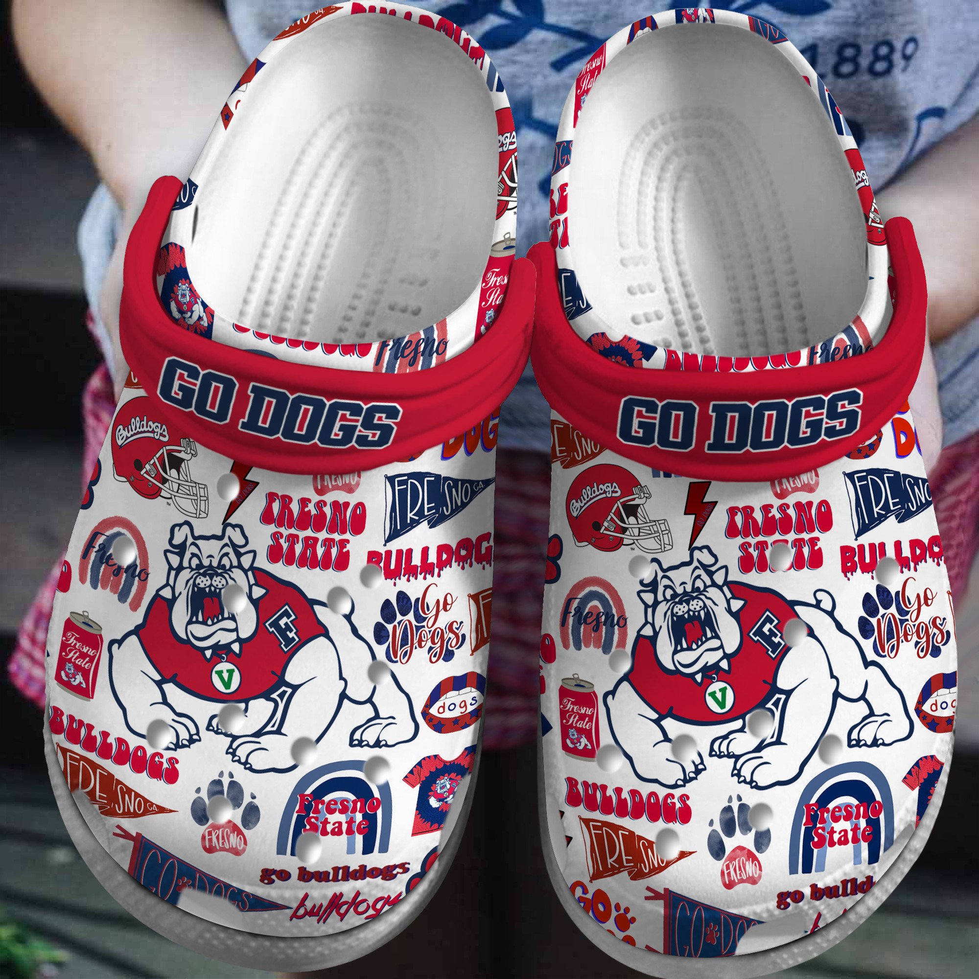 Fresno State Bulldogs NCAA Sport Crocs Crocband Clogs Shoes Comfortable For Men Women and Kids