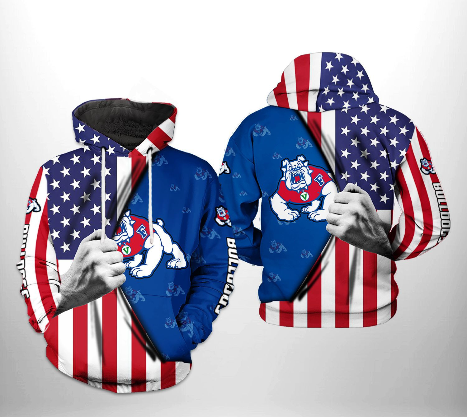 Fresno State Bulldogs NCAA US FLag 3D All Over Print Hoodie, Zip Hoodie