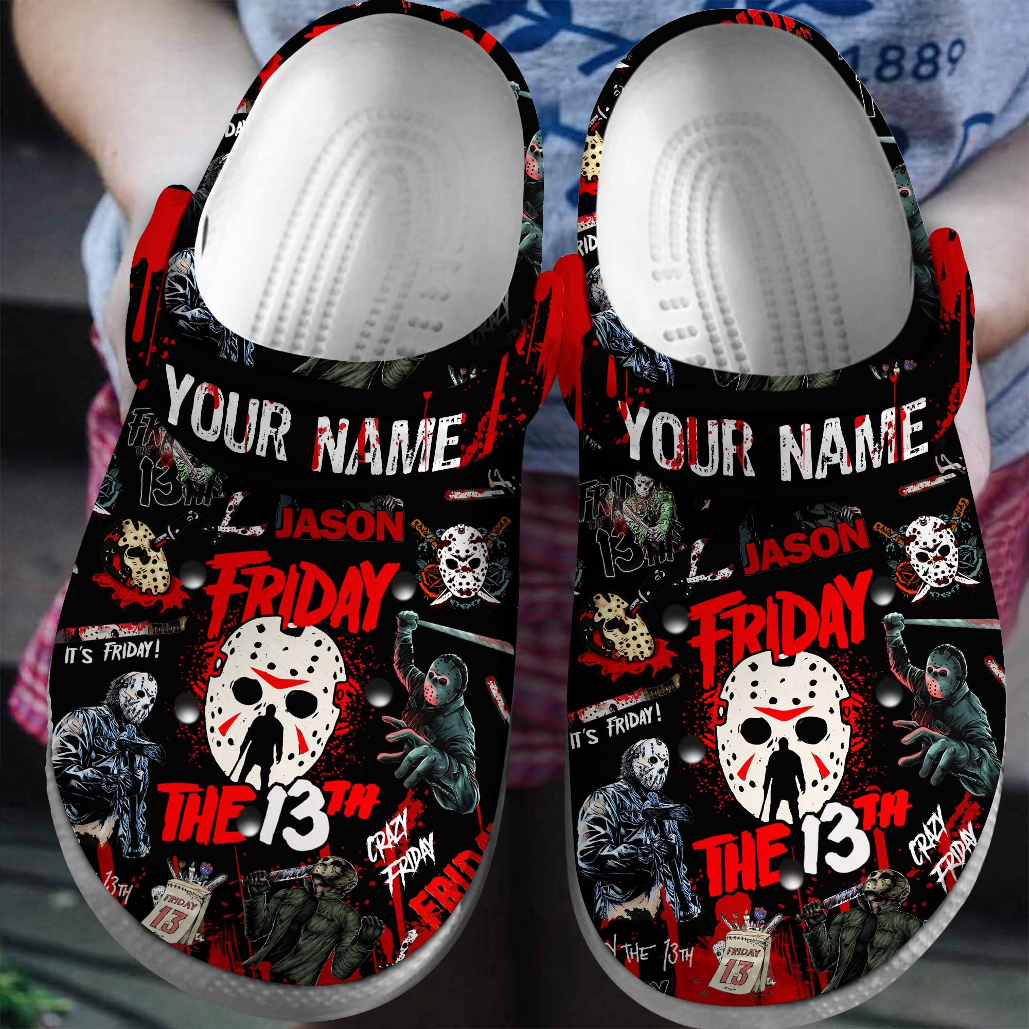 Friday the 13th Movie Halloween Crocs Crocband Clogs Shoes Comfortable For Men Women and Kids