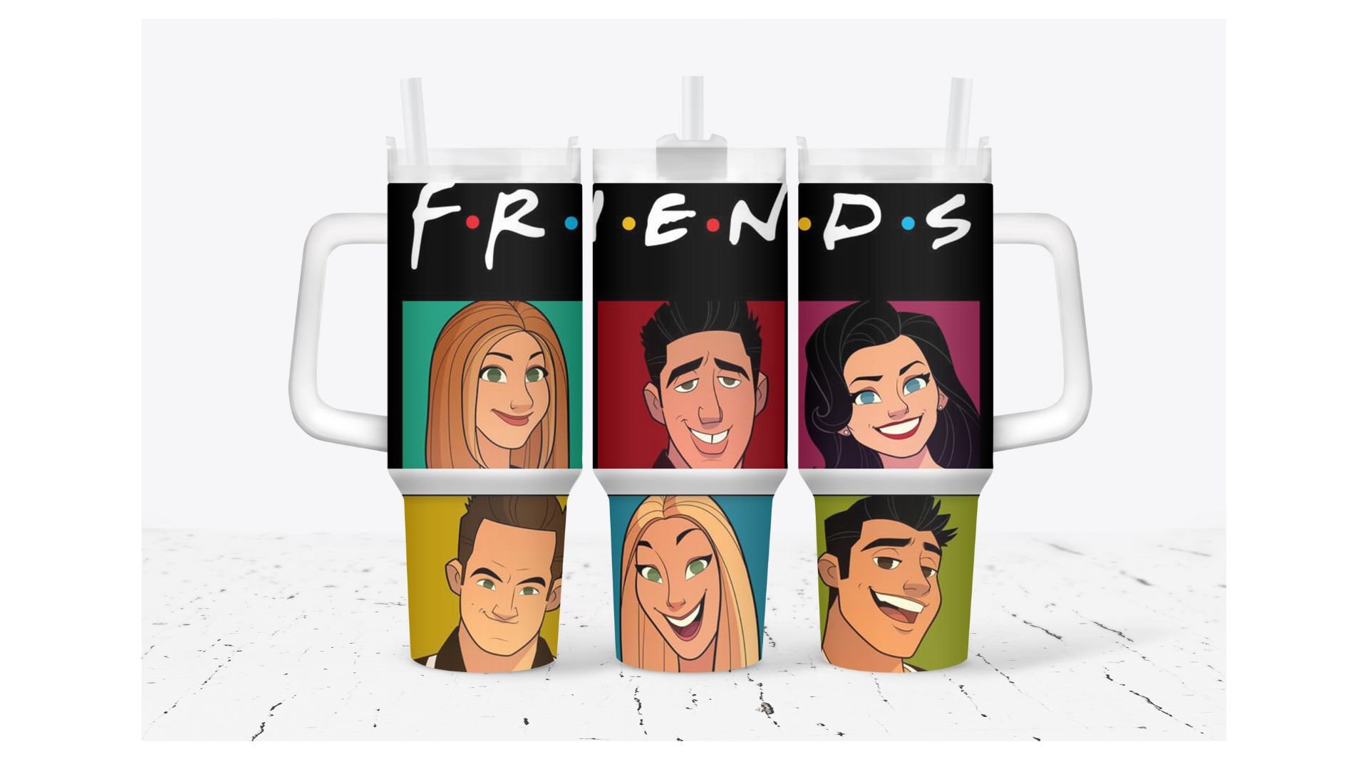 Friends Cartoon Portraits Movies Custom Stanley Cup 40 oz 30 oz Tumbler With HandleTVC2301932