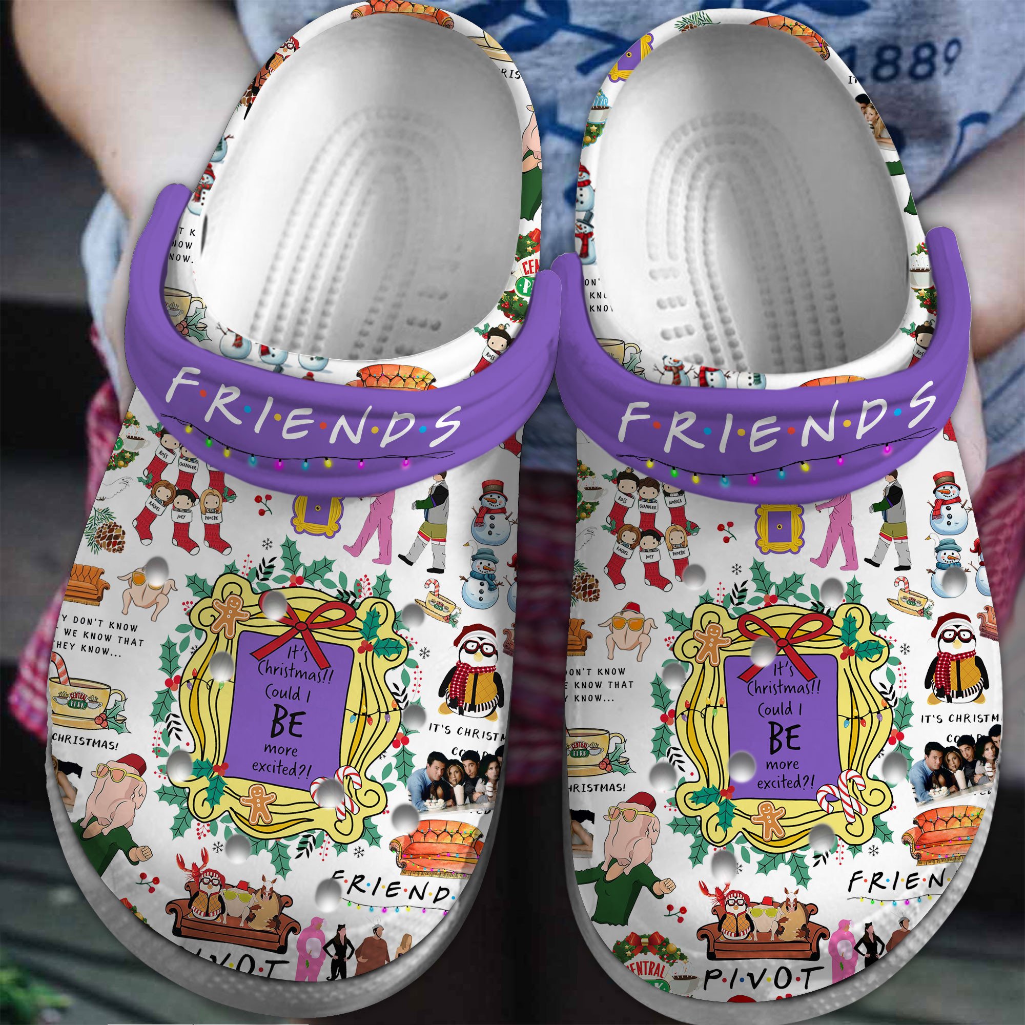 Friends Christmas TV Series Crocs Crocband Clogs Shoes Comfortable For Men Women and Kids