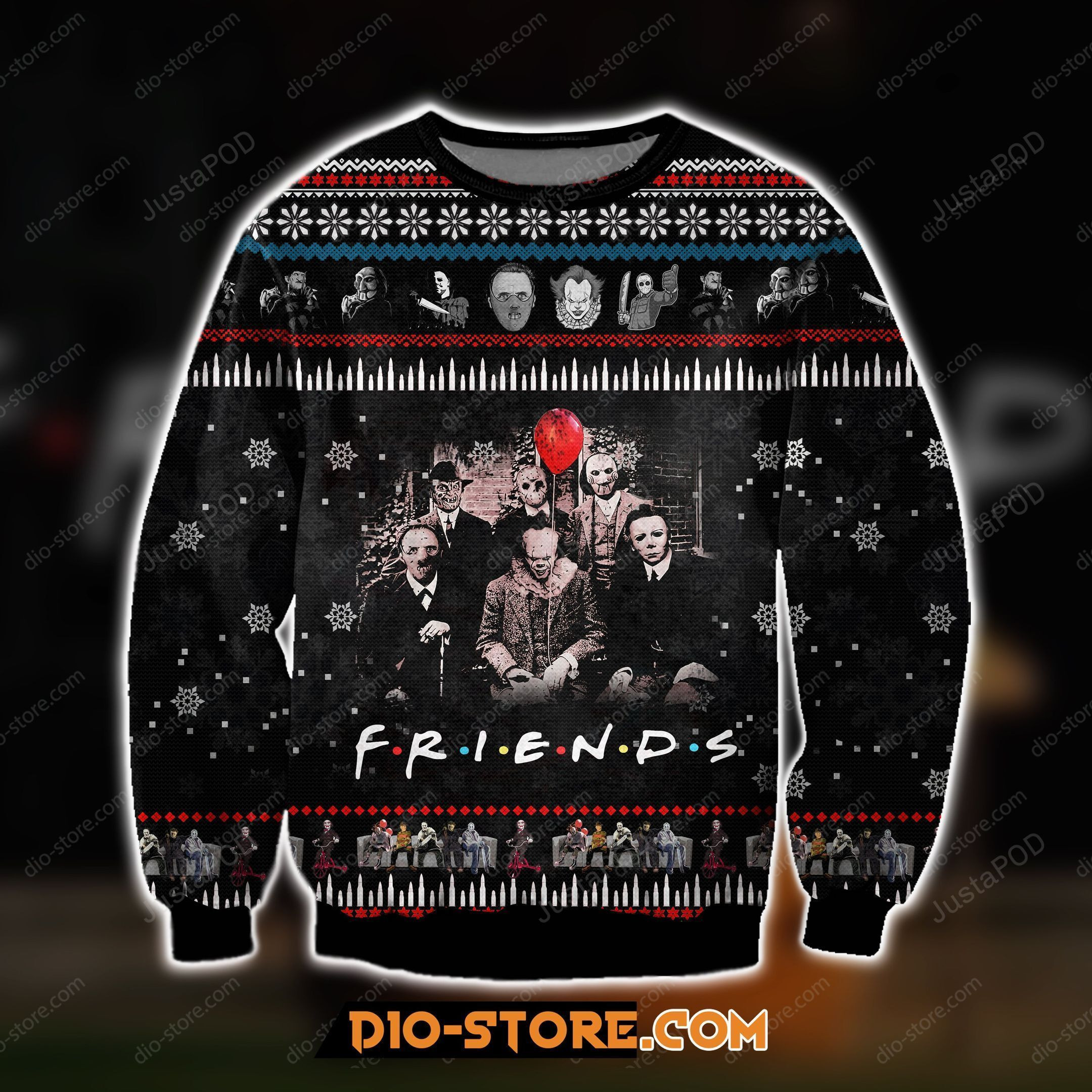 Friends Movie With Horror Characters Ugly Christmas Sweater Adult 3D Funny Matching for family