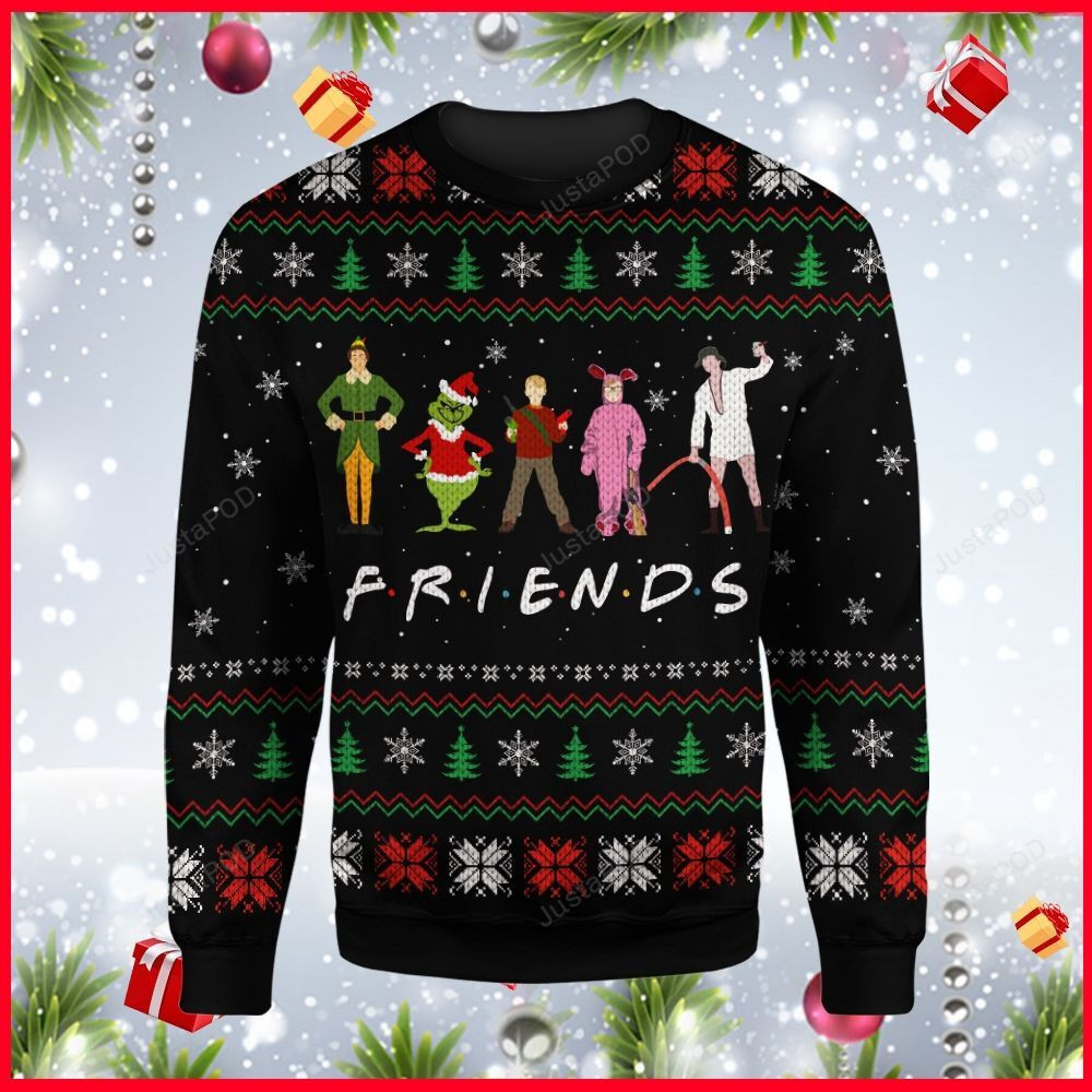 Friends Ugly Christmas Sweater Adult 3D Funny Matching for family