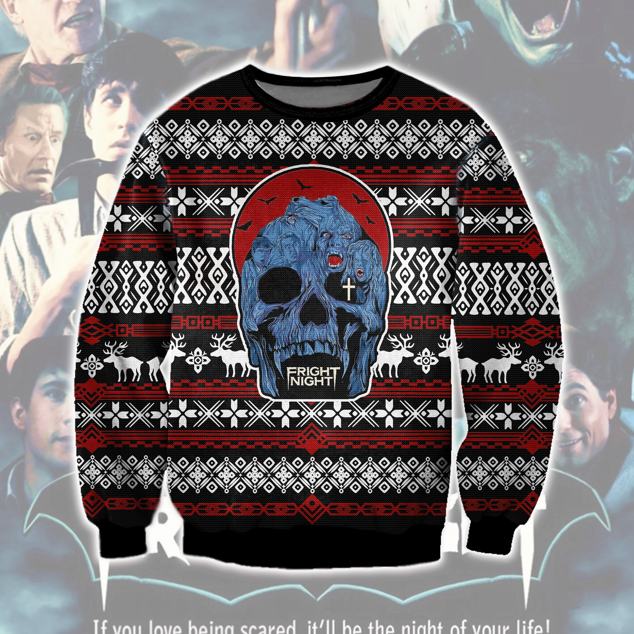 Fright Night Ugly Christmas Sweater Adult 3D Funny Matching for family