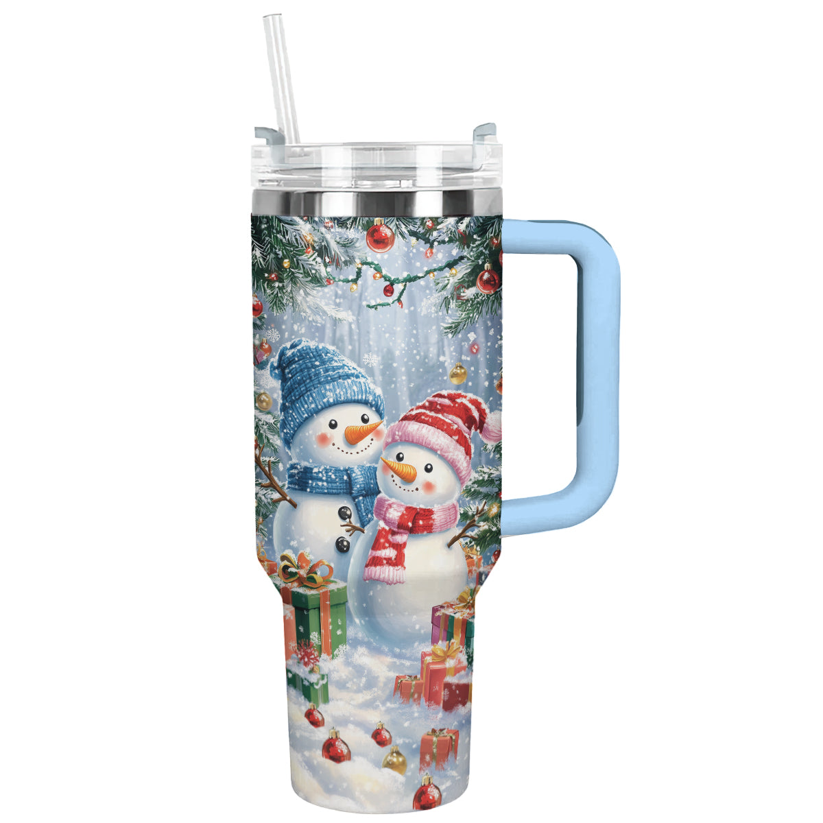 Frosty Snowman Couple Christmas Custom Stanley Cup 40 oz 30 oz Tumbler With HandleTVC2301493
