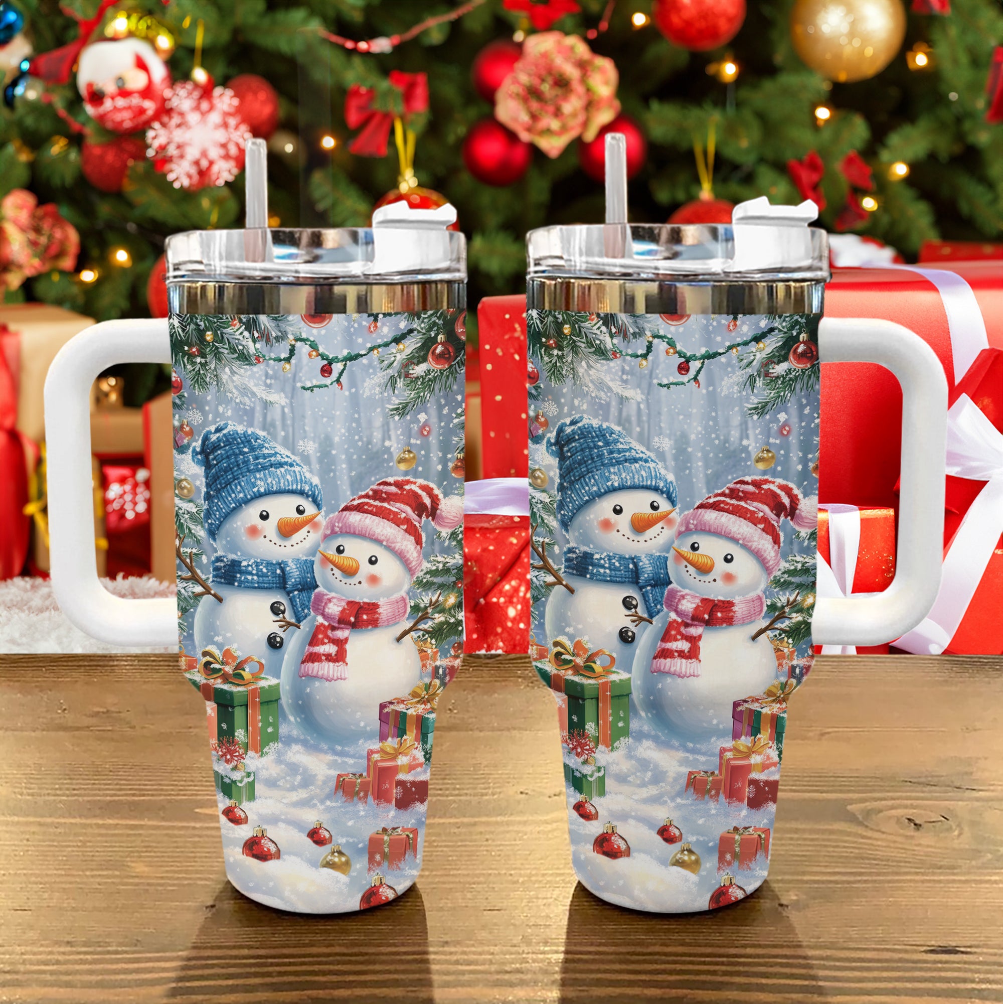 Frosty Snowman Couple Christmas Custom Stanley Cup 40 oz 30 oz Tumbler With HandleTVC2301493 - Image 2