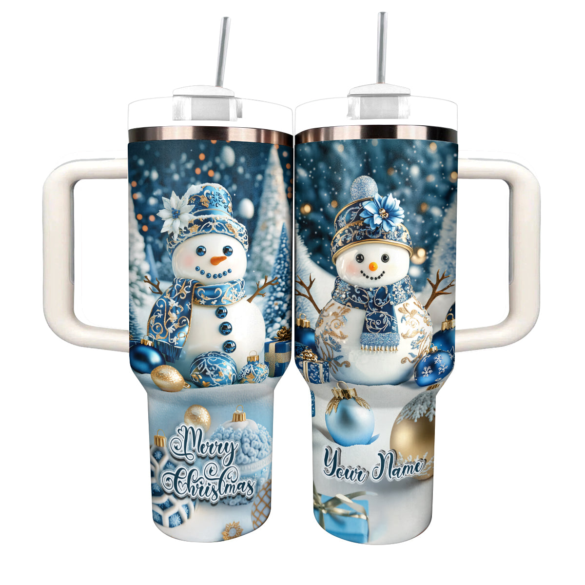 Frosty Snowman Elegance Christmas Custom Stanley Cup 40 oz 30 oz Tumbler With HandleTVC2301489