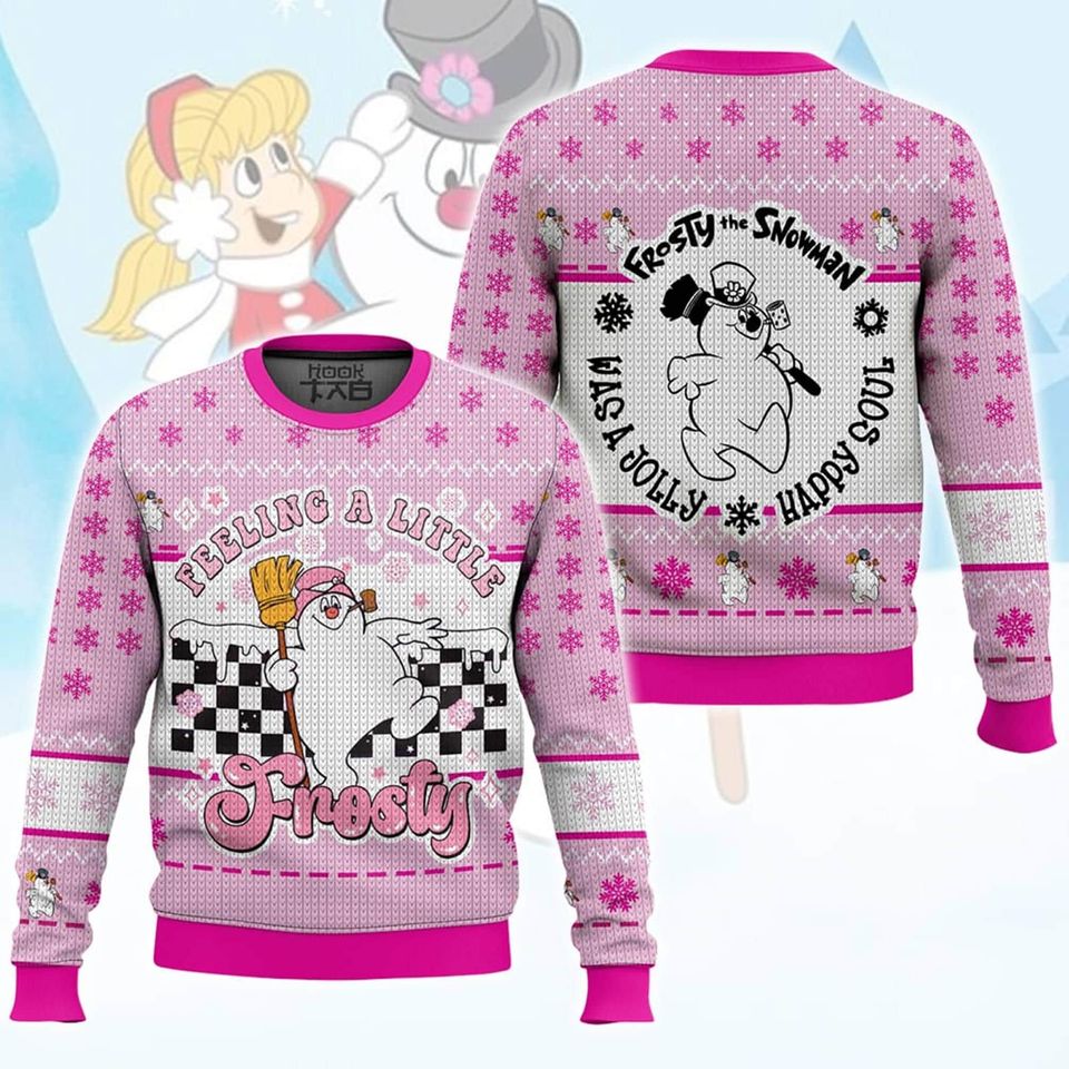 Frosty The Snowman Feeling A Little Frosty Ugly Sweater, Cute Snowman Ugly Sweater