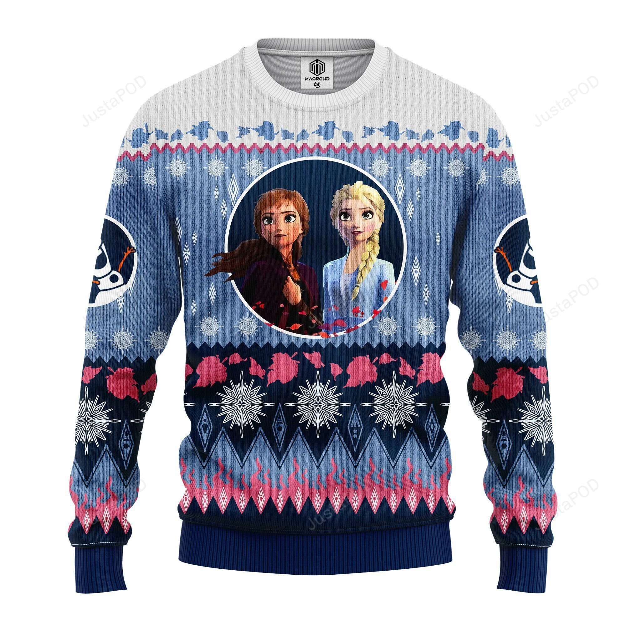 Frozen Elsa Anna Ugly Christmas Sweater Adult 3D Funny Matching for family