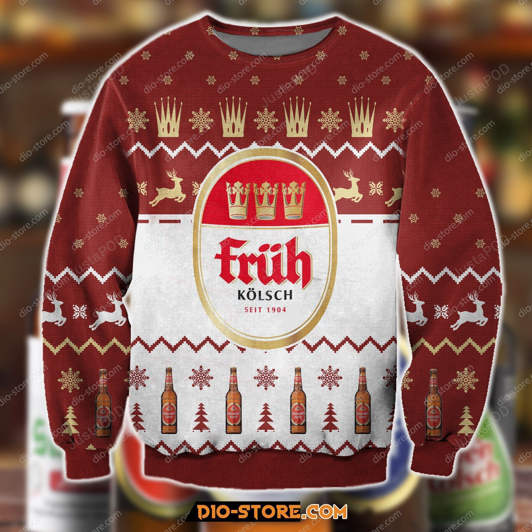 Fruh Kolsch Beer Ugly Christmas Sweater Adult 3D Funny Matching for family