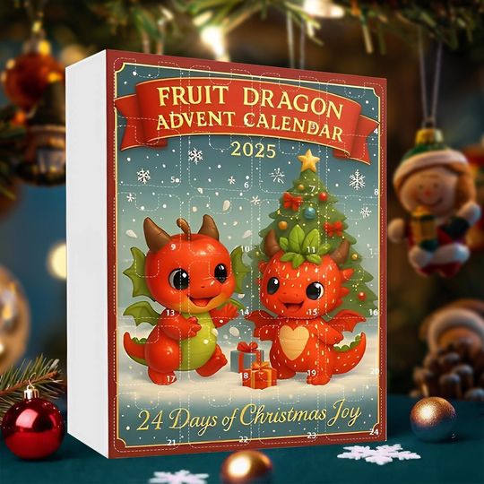 Fruit Dragon Advent Calendar 2025, 24 Day Fruit Dragon Figurines : Vintage Christmas Ornament Countdown - Image 17