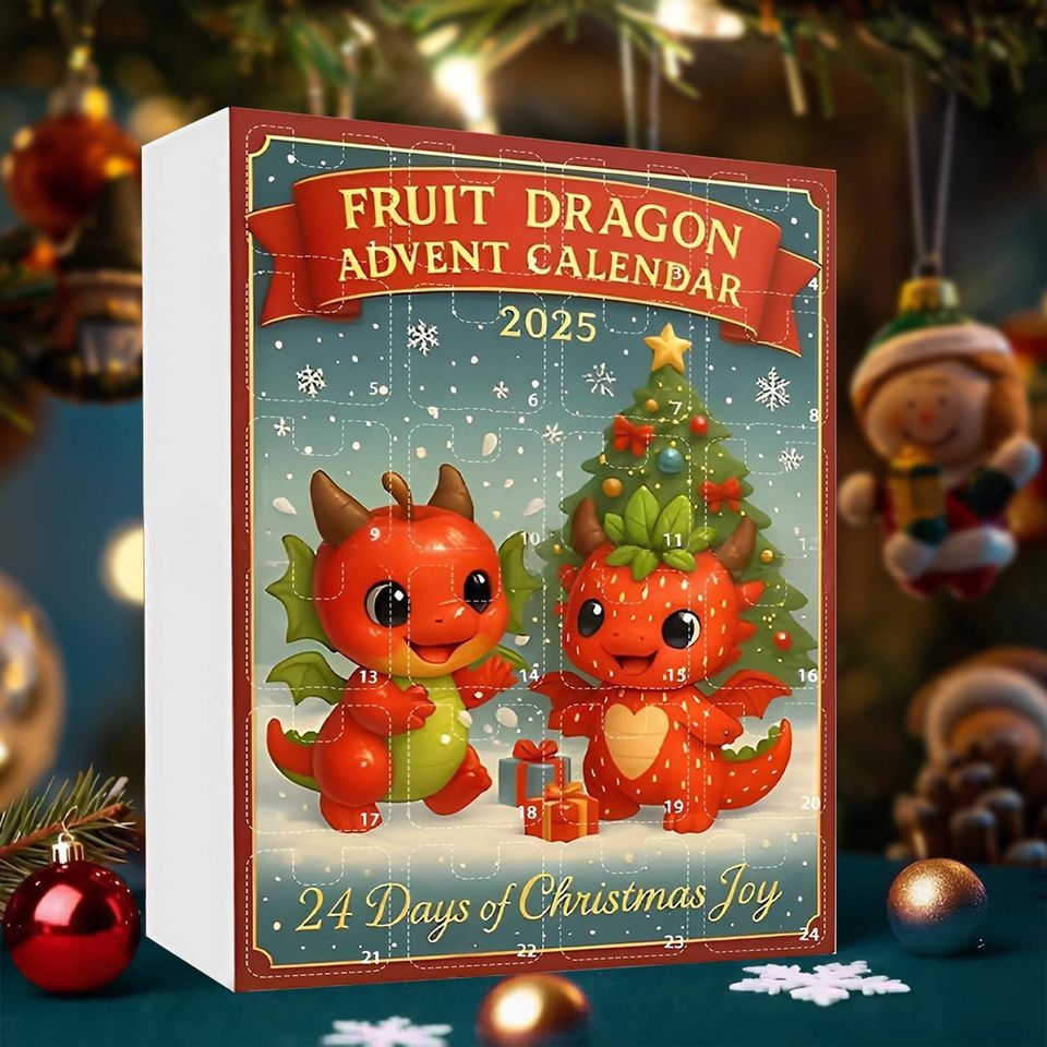 Fruit Dragon Advent Calendar 2025, 24 Day Fruit Dragon Figurines : Vintage Christmas Ornament Countdown - Image 8