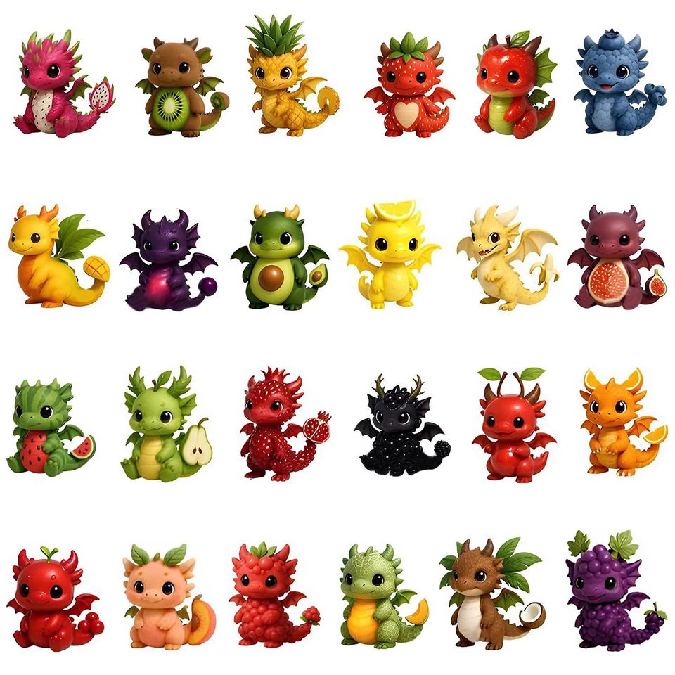 Fruit Dragon Advent Calendar 2025, 24 Day Fruit Dragon Figurines : Vintage Christmas Ornament Countdown - Image 3