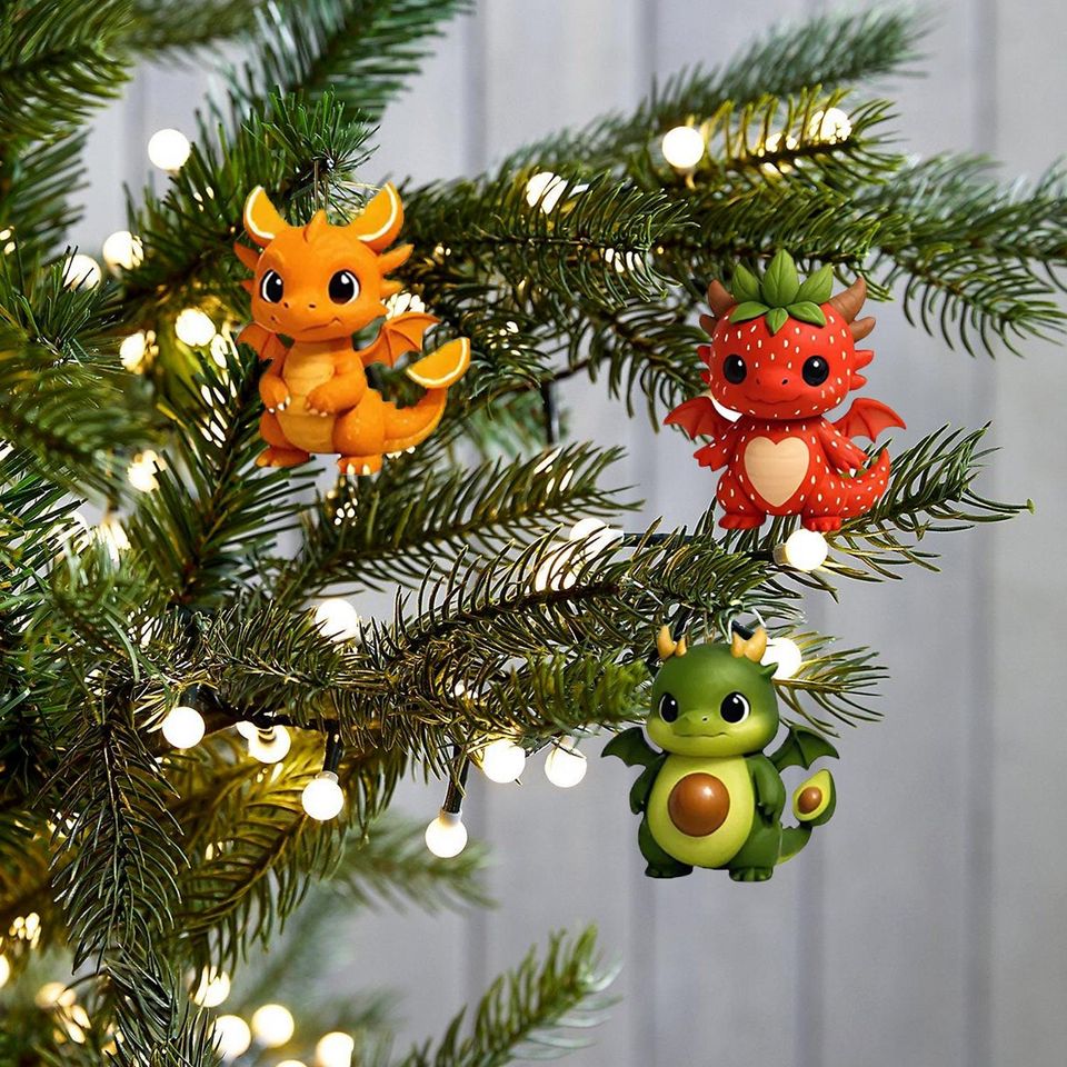 Fruit Dragon Advent Calendar 2025, 24 Day Fruit Dragon Figurines : Vintage Christmas Ornament Countdown - Image 6