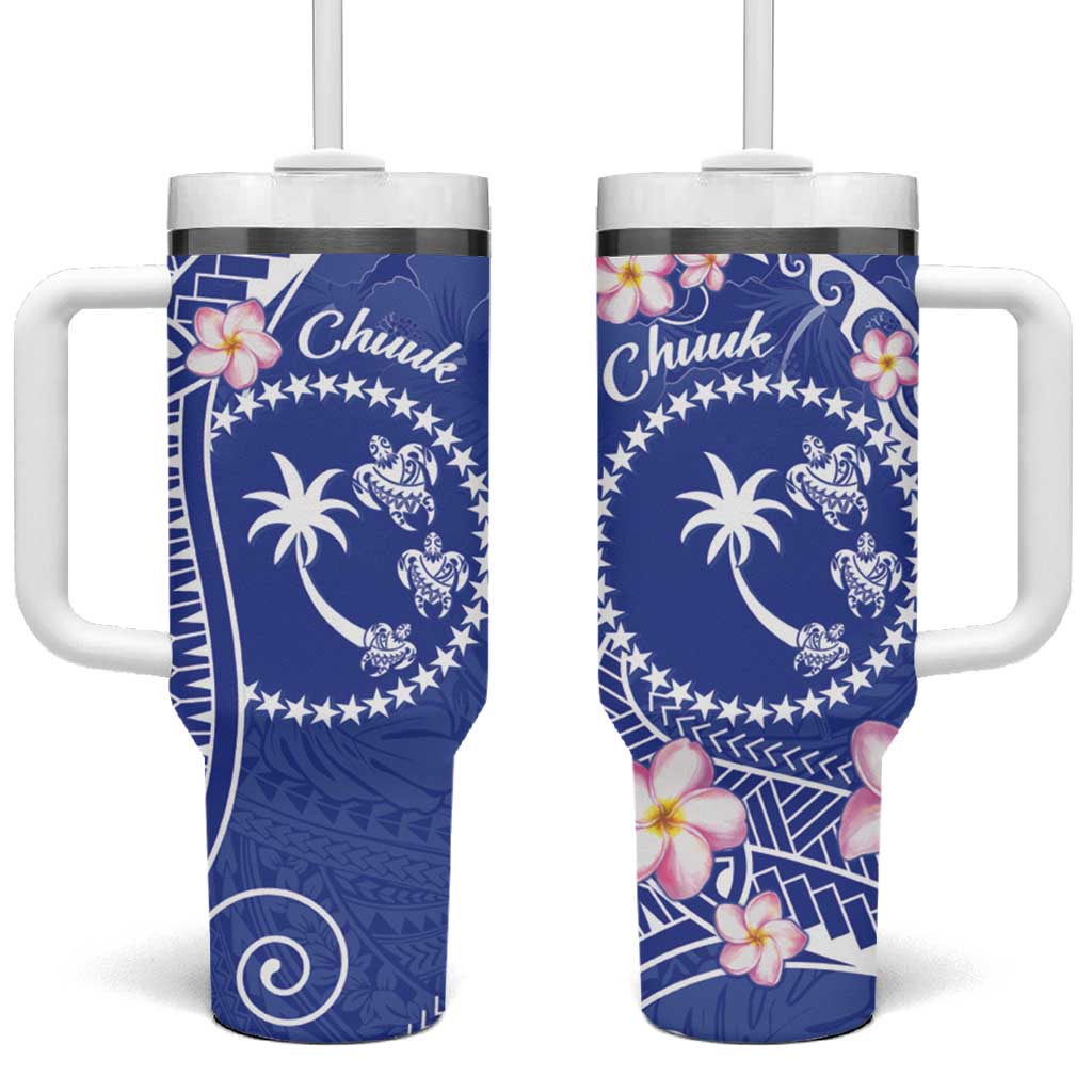 FSM Chuuk Constitution Day Frangipani Flowers Polynesian Curves Custom Stanley Cup 40 oz 30 oz Tumbler With HandleTVC2301357
