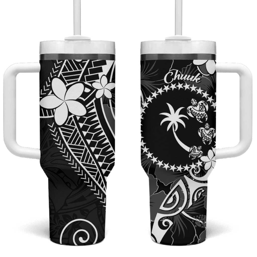 FSM Chuuk Turtle Tropical Flowers Polynesian Black Custom Stanley Cup 40 oz 30 oz Tumbler With HandleTVC2301391