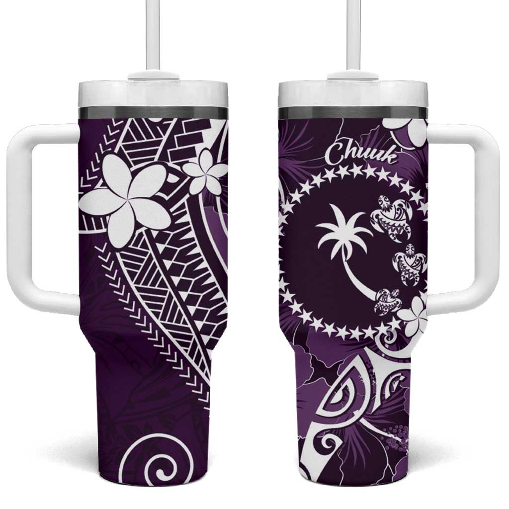 FSM Chuuk Turtle Tropical Flowers Polynesian Purple Custom Stanley Cup 40 oz 30 oz Tumbler With HandleTVC2301387