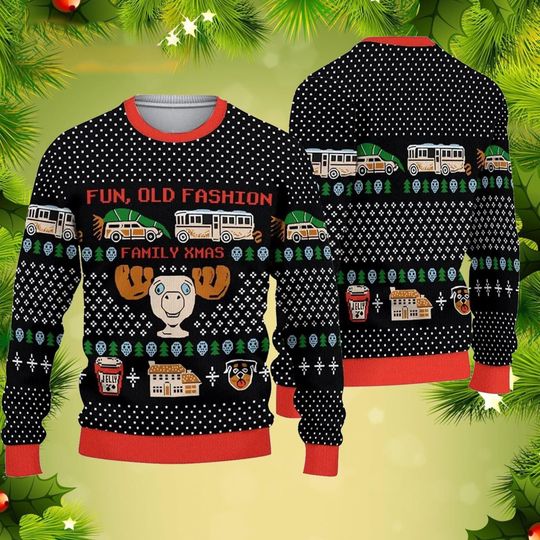 Fun Old Fashion Family Xmas Ugly Sweater, National Lampoon Ugly Sweatshirts, Christmas Gift Ideas - Image 4