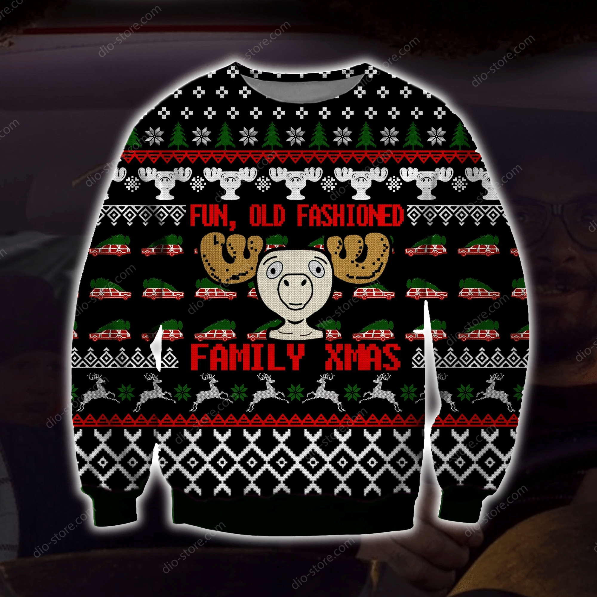 Fun Old Fashioned Family Xmas Knitting Pattern 3D Print Ugly Christmas Sweater Adult 3D Funny Matching for family