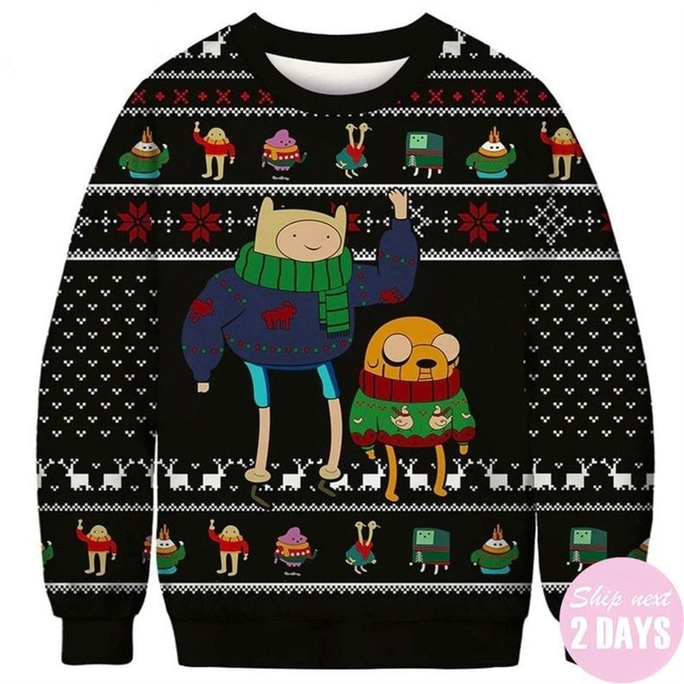 Funny Adventure Time Ugly Xmas Sweater, Ugly Sweatshirt