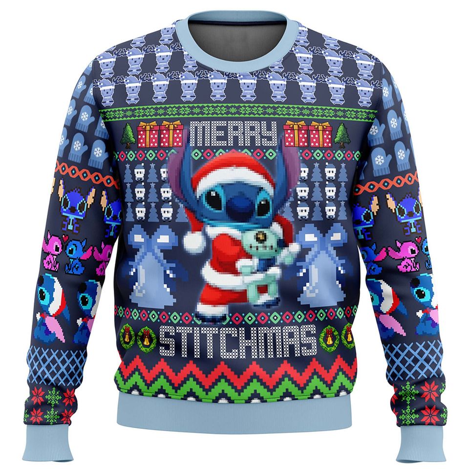 Funny Alien Dog Ugly Christmas Sweater, Blue Alien Xmas Sweatshirt