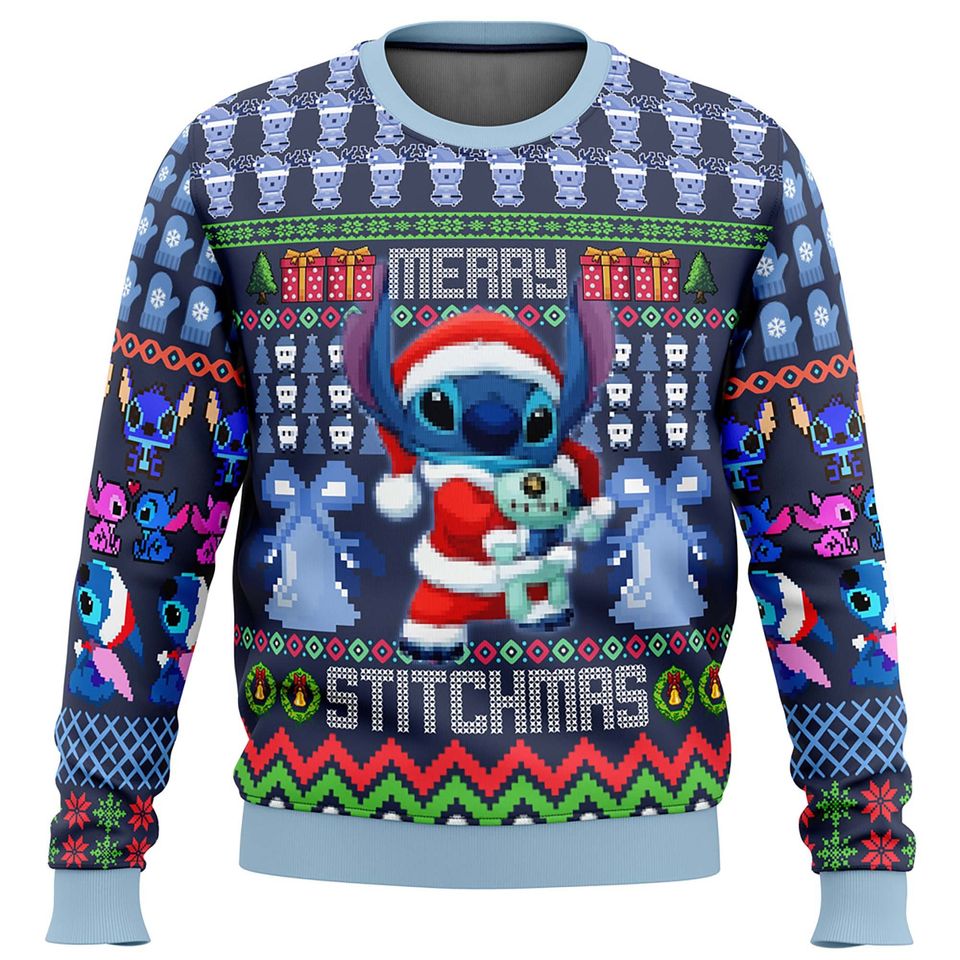 Funny Alien Dog Ugly Christmas Sweater, Blue Alien Xmas Sweatshirt