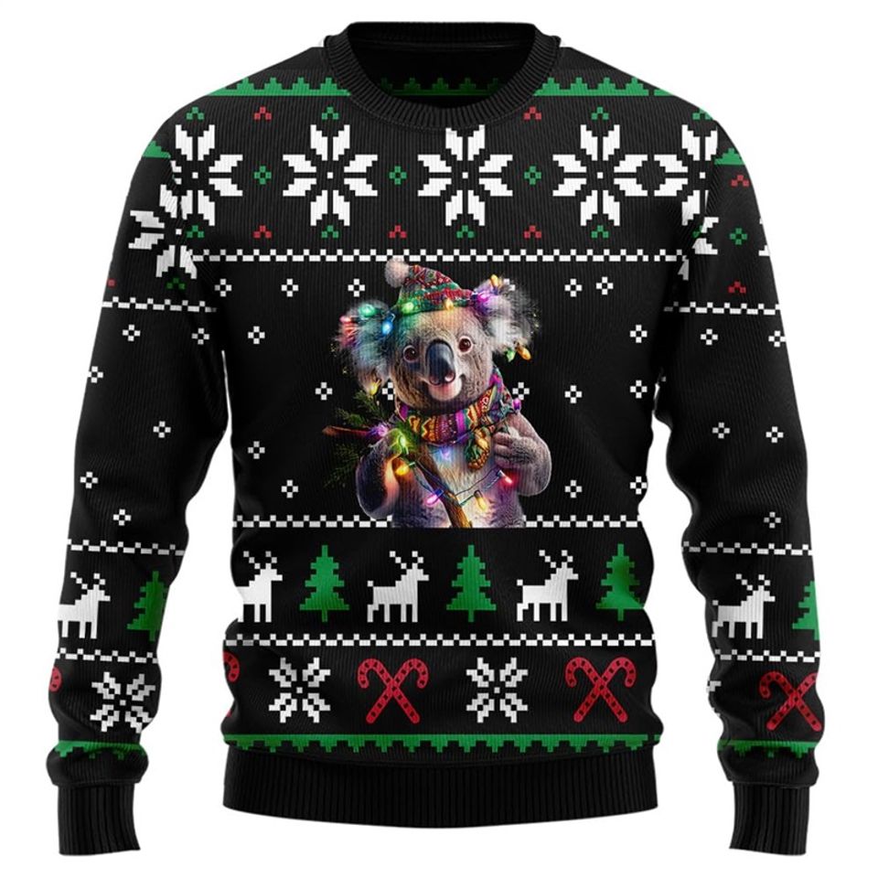 Funny Animal Hamster Ugly Christmas Sweatshirt, Santa Xmas Holiday Sweatshirt