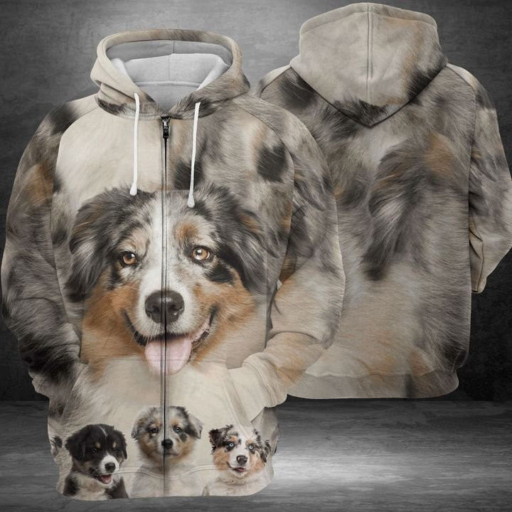 Funny Australian Shepherd 3D All Over Print Hoodie, Zip Hoodie