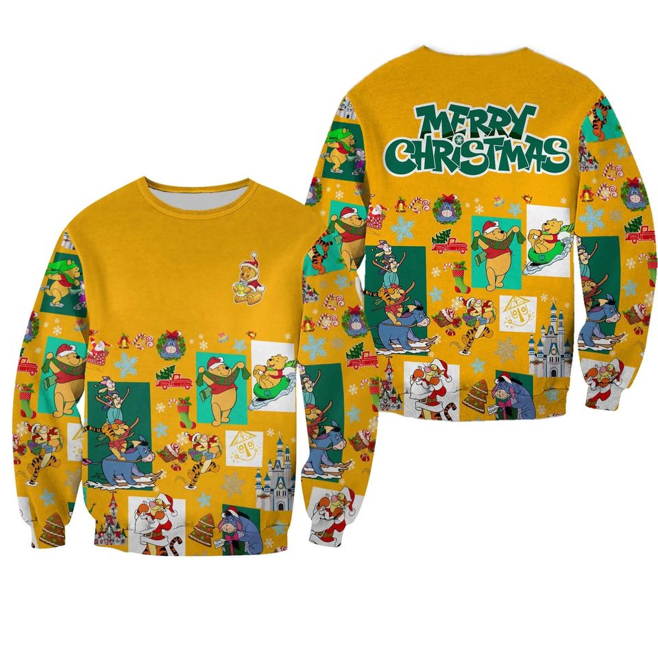 Funny Bear Ugly Christmas Sweater, Bear And Friends Xmas Sweatshirt