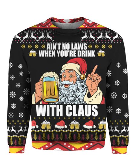 Funny Beer Drink With Claus Christmas Ugly Sweater - Image 11