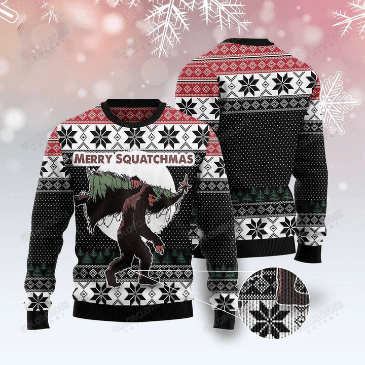 Funny Bigfoot Ugly Christmas Sweater Adult 3D Funny Matching for family