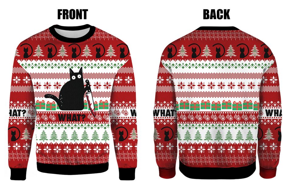 Funny Black Cat Christmas Ugly Sweater, Christmas Gift For Cat Lovers