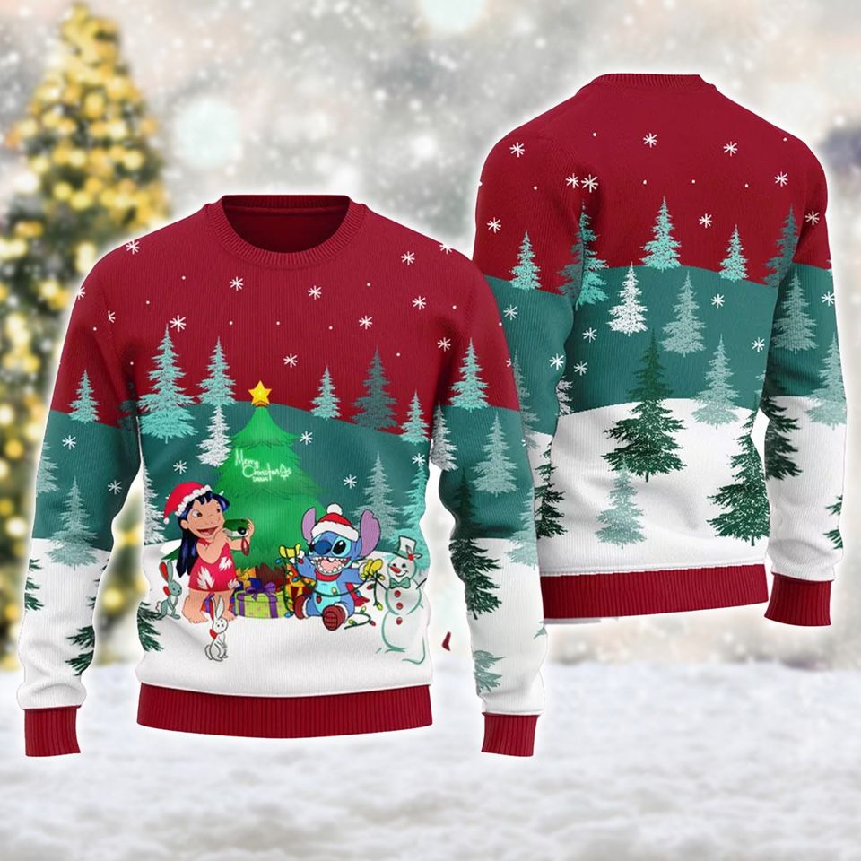 Funny Blue Alien Ugly Christmas Sweater, Merry Stitchmas Christmas