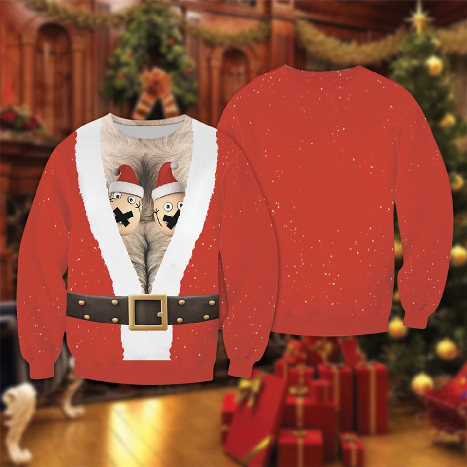 Funny Boobs Ugly Christmas Sweatshirt 3D Belly Fat Printed