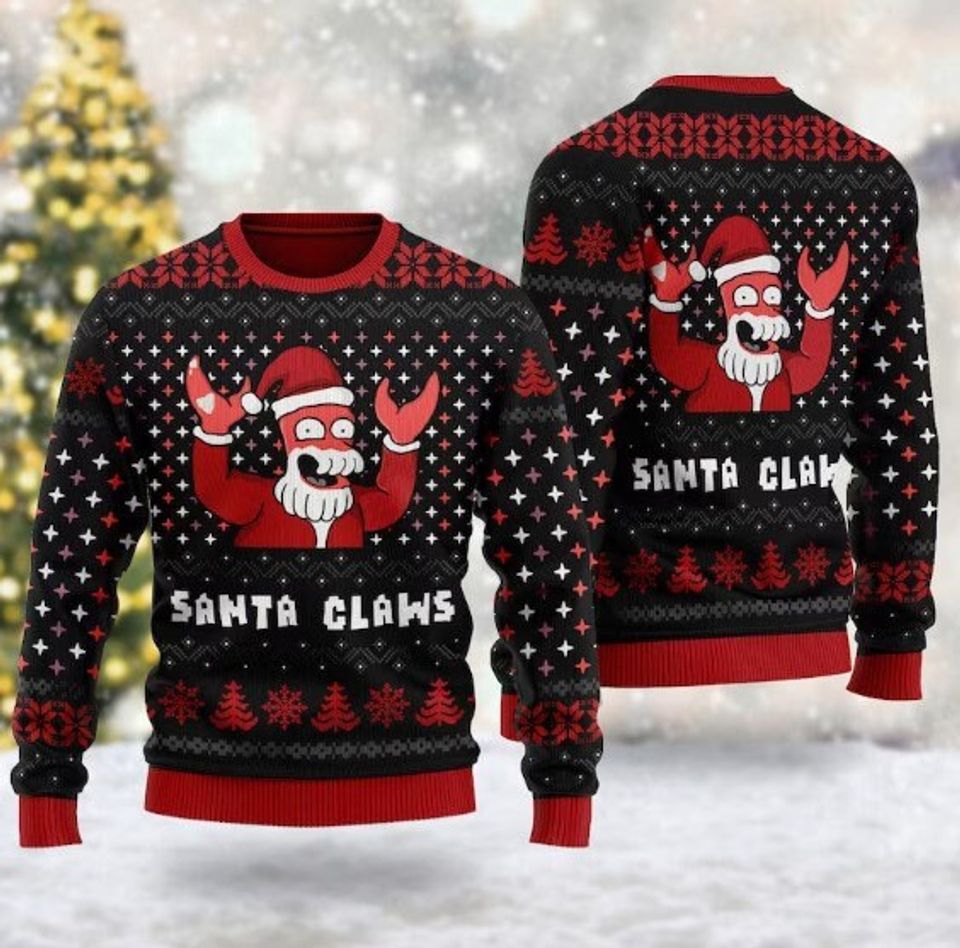 Funny Cartoon Ugly Christmas Sweater 2023,Santa claws sweater