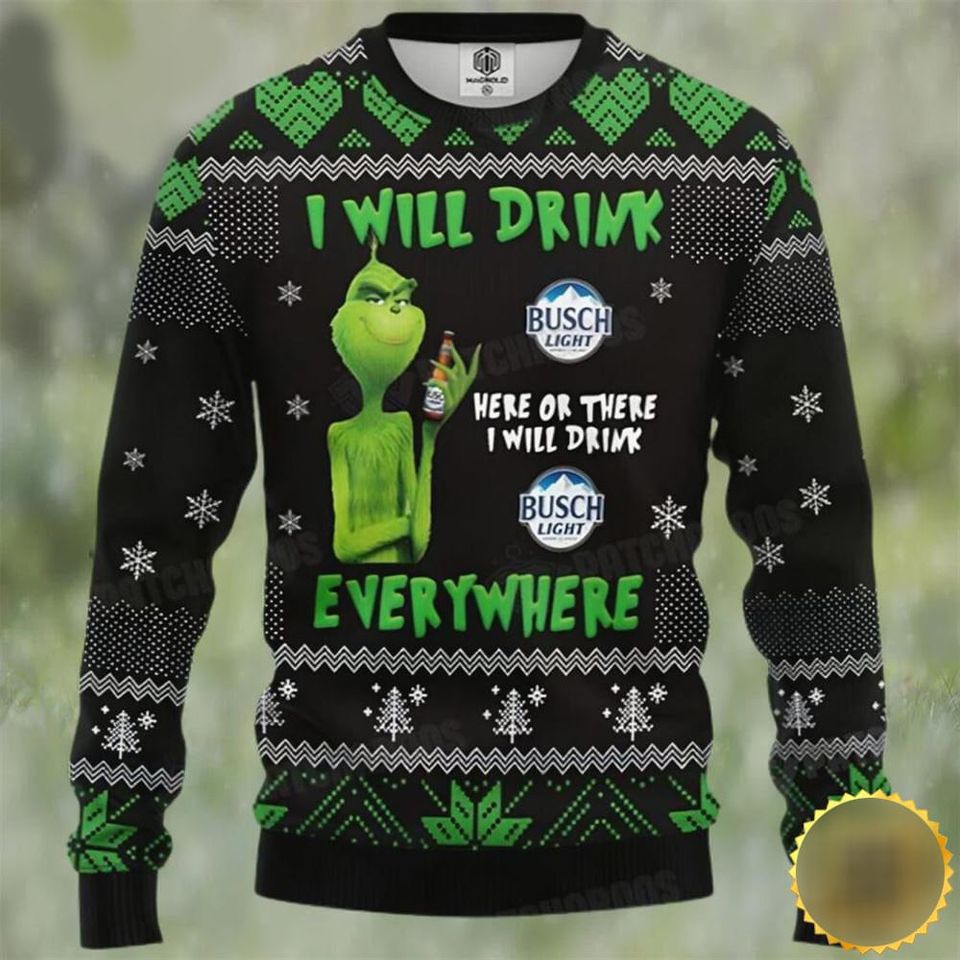 funny character Drunk Beer Ugly Christmas Sweater