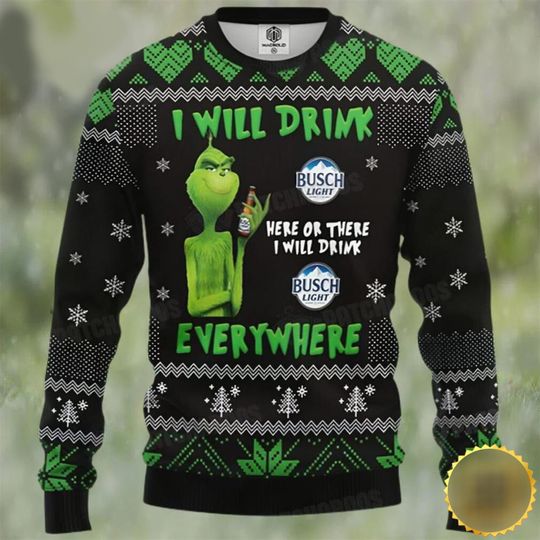 funny character Drunk Beer Ugly Christmas Sweater - Image 2