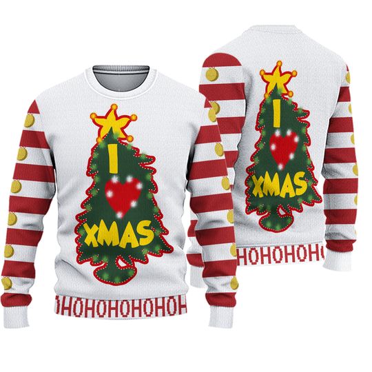 funny character I Love Ugly Christmas Sweater - Image 2