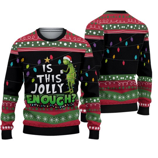 funny character Ugly Sweater, Is This Jolly Enough funny character Christmas Ugly Sweater - Image 2