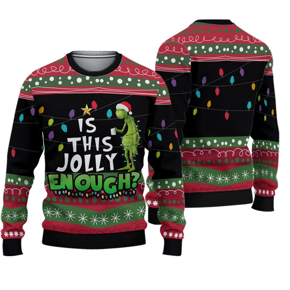 funny character Ugly Sweater, Is This Jolly Enough funny character Christmas Ugly Sweater