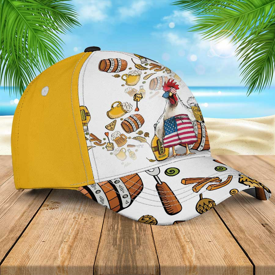 Funny Chicken Beer Hawaiian Hat, Summer Men Hawaiian Beer's Day Baeball Cap for Men Trucker Hats Custom Hats Gifts For Men & Women