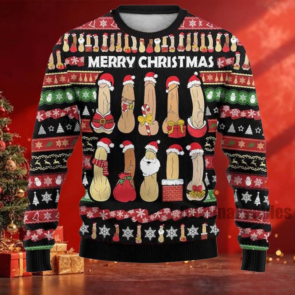 Funny Christmas Dirty Ugly Christmas Sweater, Retro Vintage  Dirty Unisex Ugly Sweater