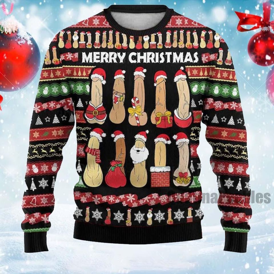 Funny Christmas Dirty Ugly Christmas Sweater, Retro Vintage Dirty Unisex Ugly Sweater - Image 4