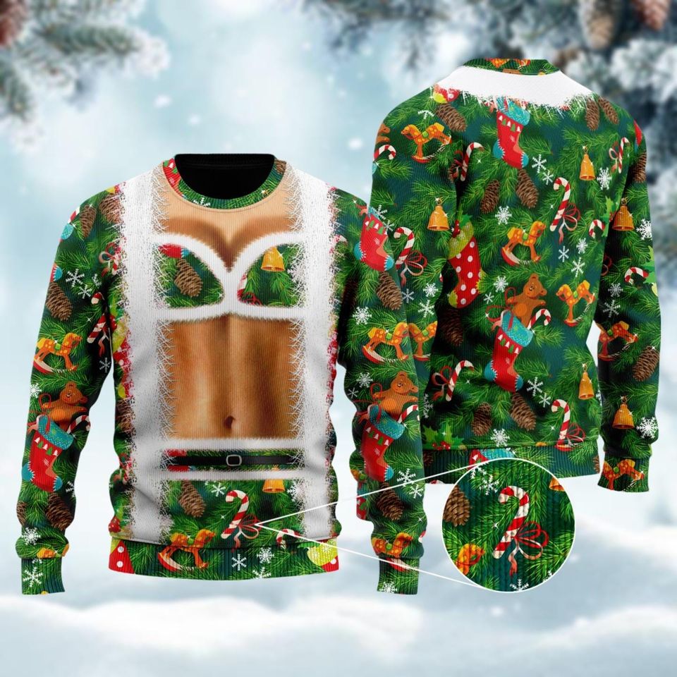 Funny Christmas Sweater, Faux Bra Suit Ugly Sweatshirts