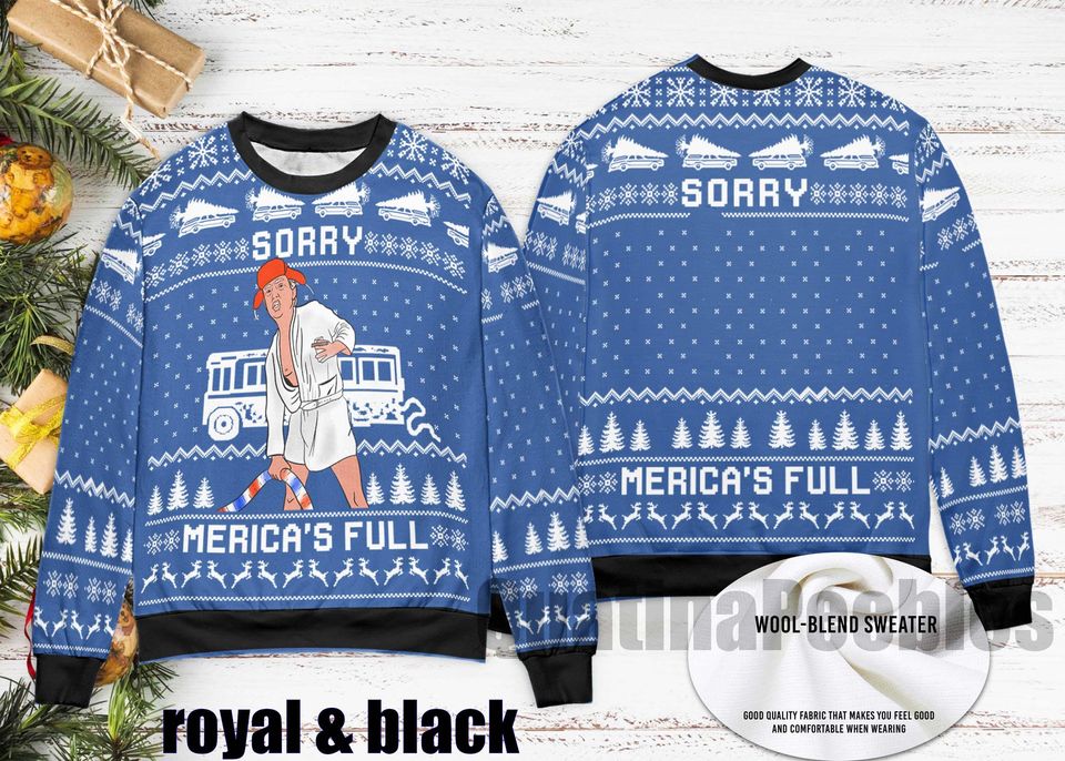 Funny Christmas Sweater Sorry Mericas Full Ugly Xmas , Trump Ugly Sweater