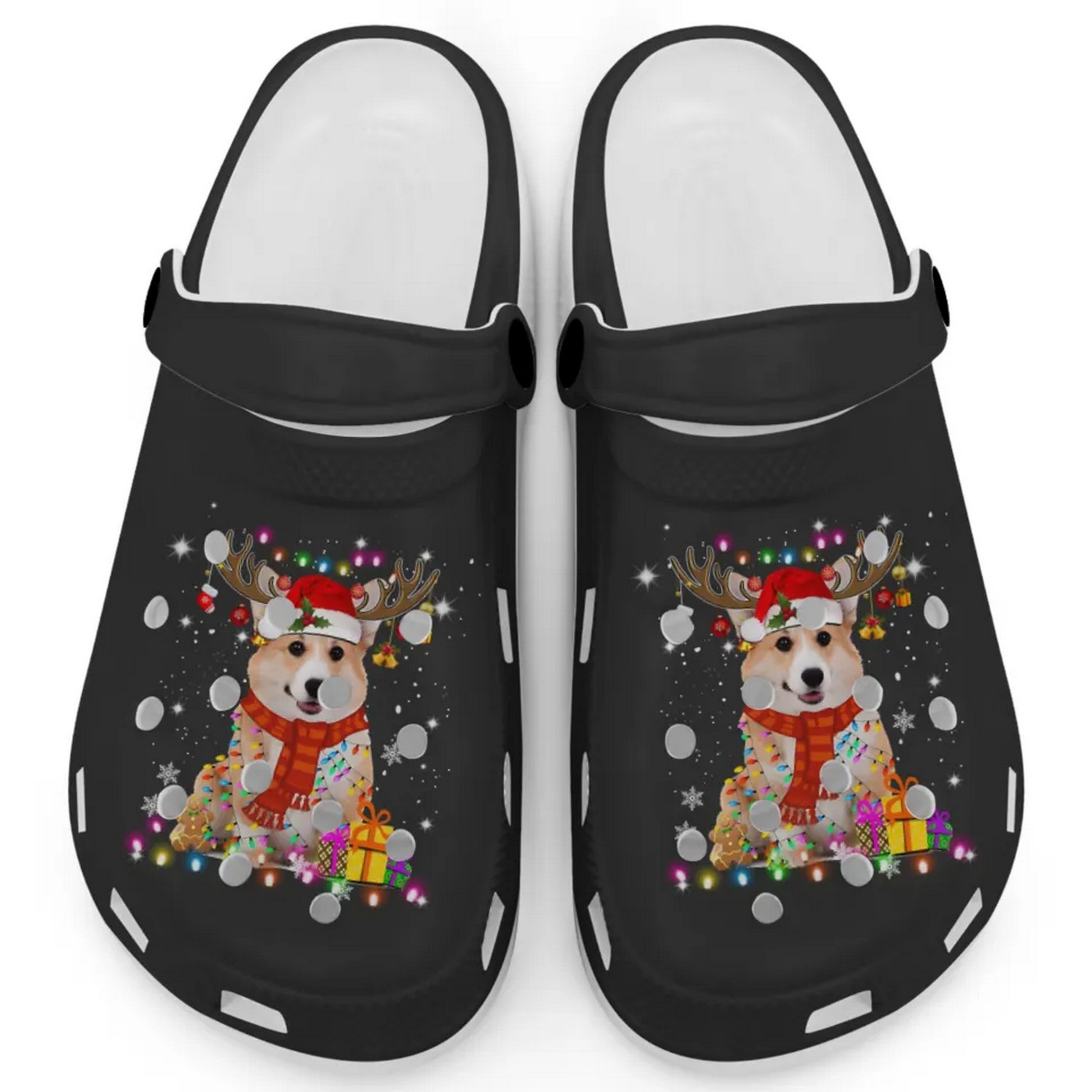 Funny Corgi Reindeer Christmas Crocs Crocband Clogs Shoes Comfortable For Men Women and Kids