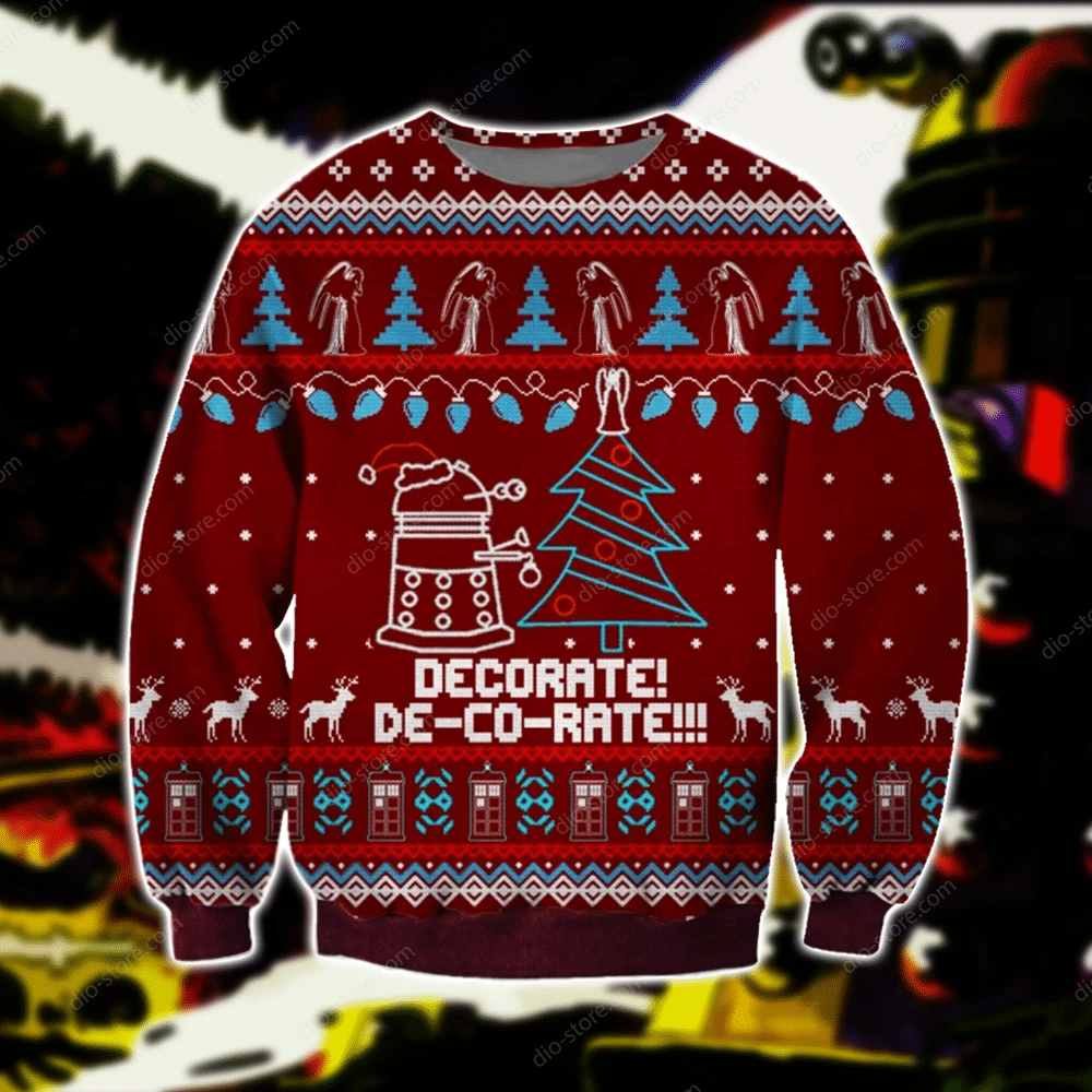 Funny Daleks Knitting Pattern 3D Print Ugly Christmas Sweater Adult 3D Funny Matching for family