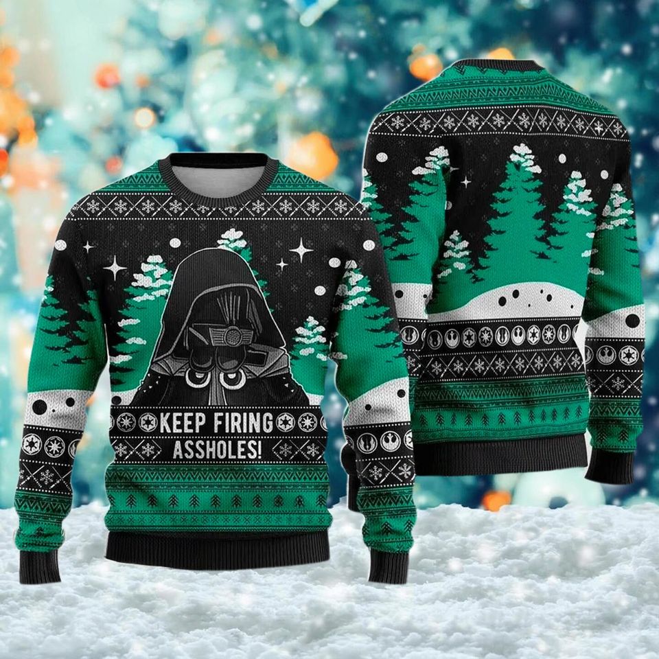Funny Dark Firing Ugly Christmas Sweater - Galaxy Dad Theme